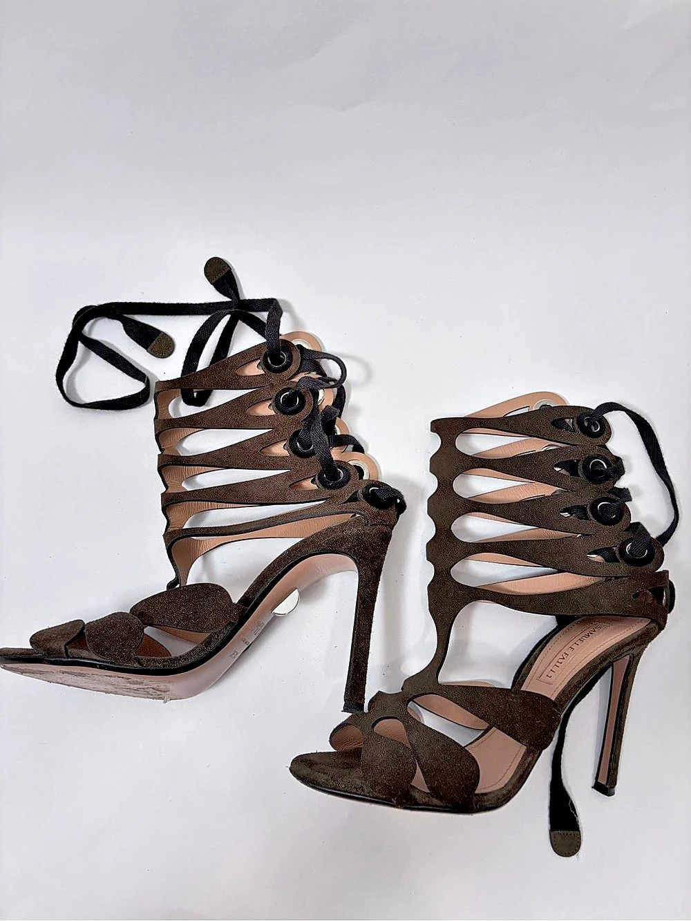 Samuele Failli Brown Suede Lace-Up Caged Sandals – EU 36.5 / US 6.5
